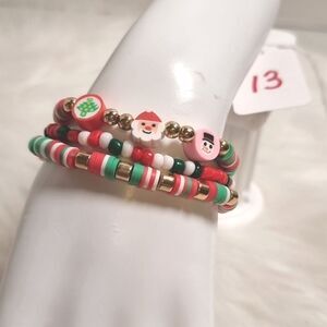 👋 CHRISTMAS STACKING 3 BRACELET SET charm adjustable